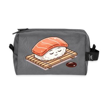 Kawaii Nigiri Sushi auf Bambus Matte - Recycelte Kulturtasche - Anthrazit - Vorne