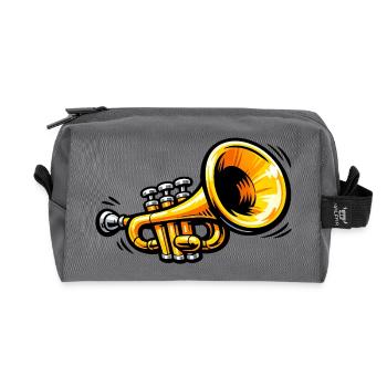 Retro Trumpet Illustration Musician Motif - Recycled Toiletry Zip Bag - anthracite - Front