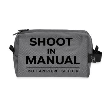 Shoot In Manual- photography inspired design - Recycled Toiletry Zip Bag - anthracite - Front