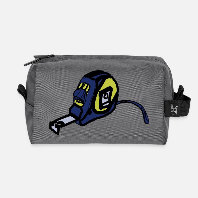 Atemschutz Illustration Gelb Blau - Recycelte Kulturtasche - Anthrazit