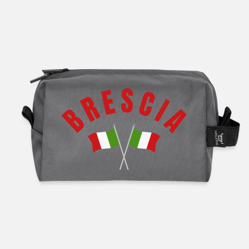 Brescia Crossed Flags  - Recycled Toiletry Zip Bag - anthracite