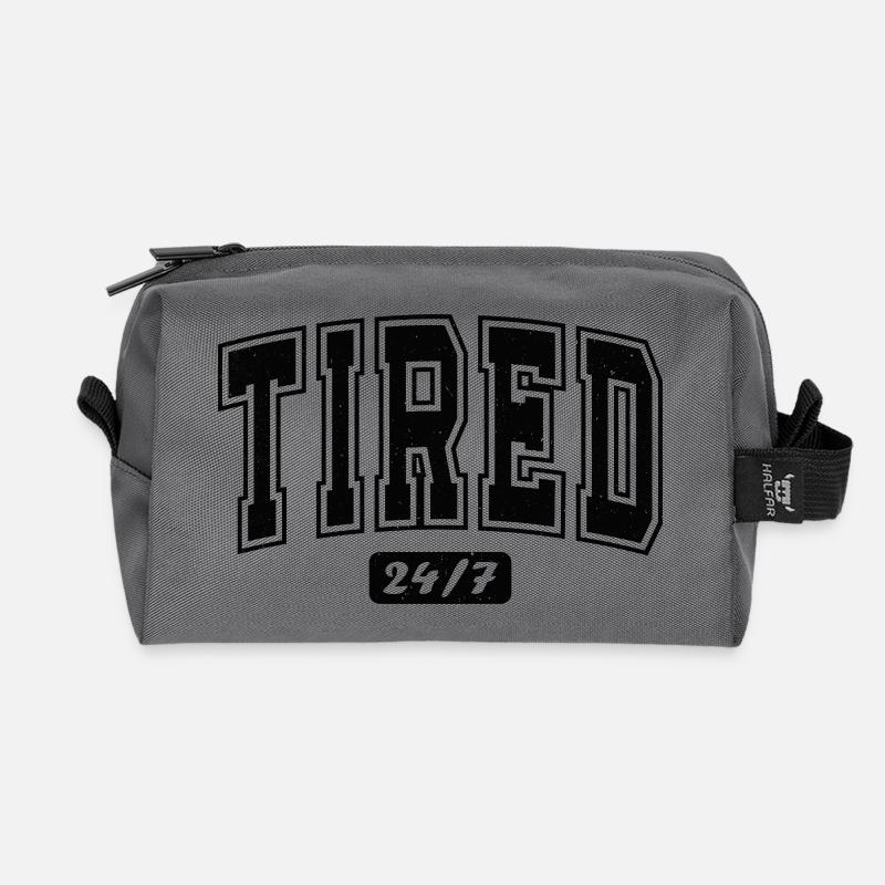 Tired 24/7 fette Typografie - Recycelte Kulturtasche - Anthrazit