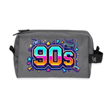 Retro 90er Neon-Pop Design - Recycelte Kulturtasche - Anthrazit - Vorne