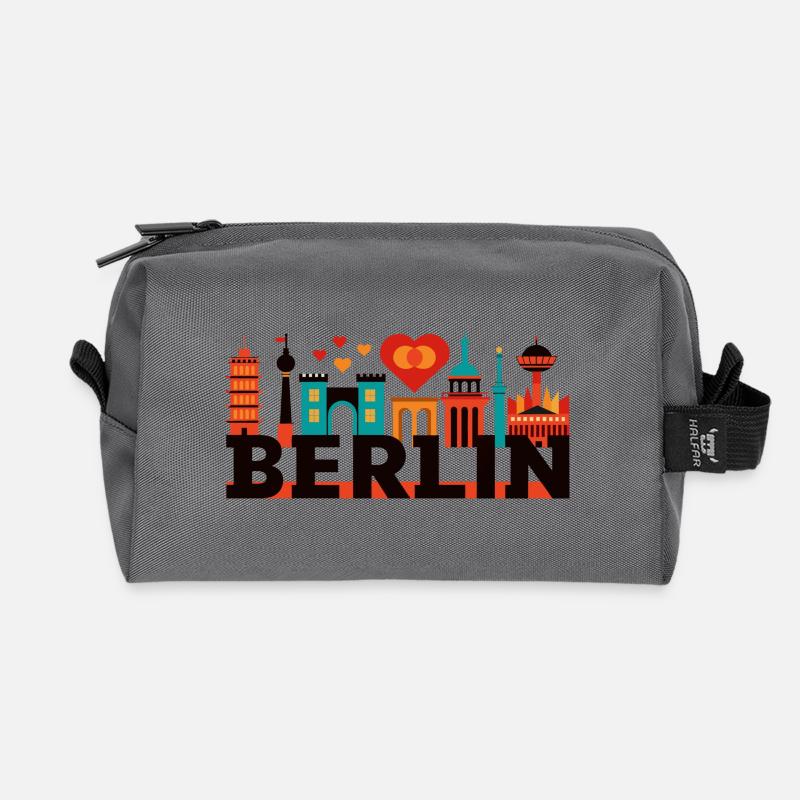 Berliner Skyline mit Liebessymbolen - Recycelte Kulturtasche - Anthrazit