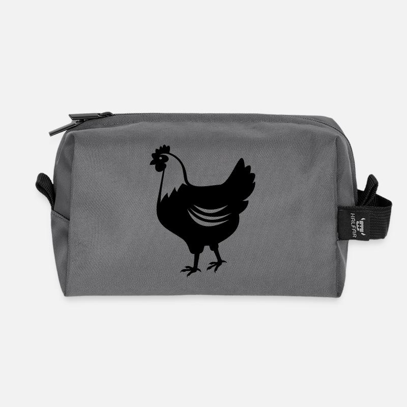 Huhn - Henne - Recycelte Kulturtasche - Anthrazit