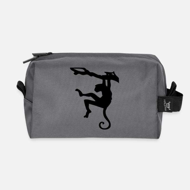 Kletternder Affe Silhouette - Recycelte Kulturtasche - Anthrazit