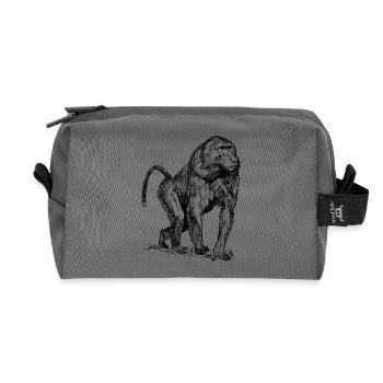 Monkey baboon - Recycled Toiletry Zip Bag - anthracite - Front