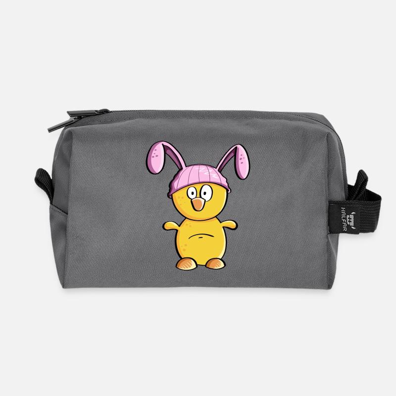 Little chick with Easter bunny hat - Easter - Recycled Toiletry Zip Bag - anthracite