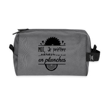 Les arbres c'est mieux en planches ! - Trousse de toilette en tissu recyclé - anthracite - Devant