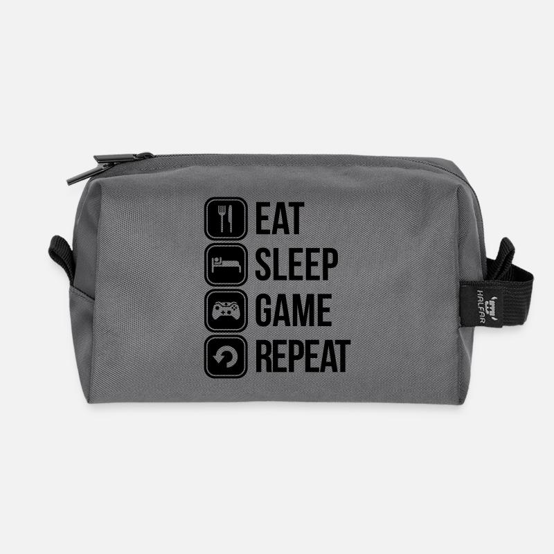 eat sleep game repeat spiele - Recycelte Kulturtasche - Anthrazit