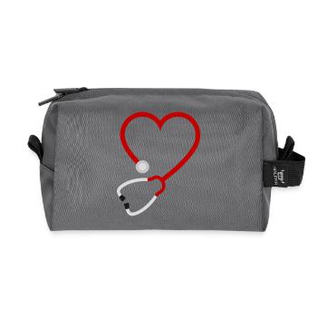 Stethoscope I heart medicine - Recycled Toiletry Zip Bag - anthracite - Front