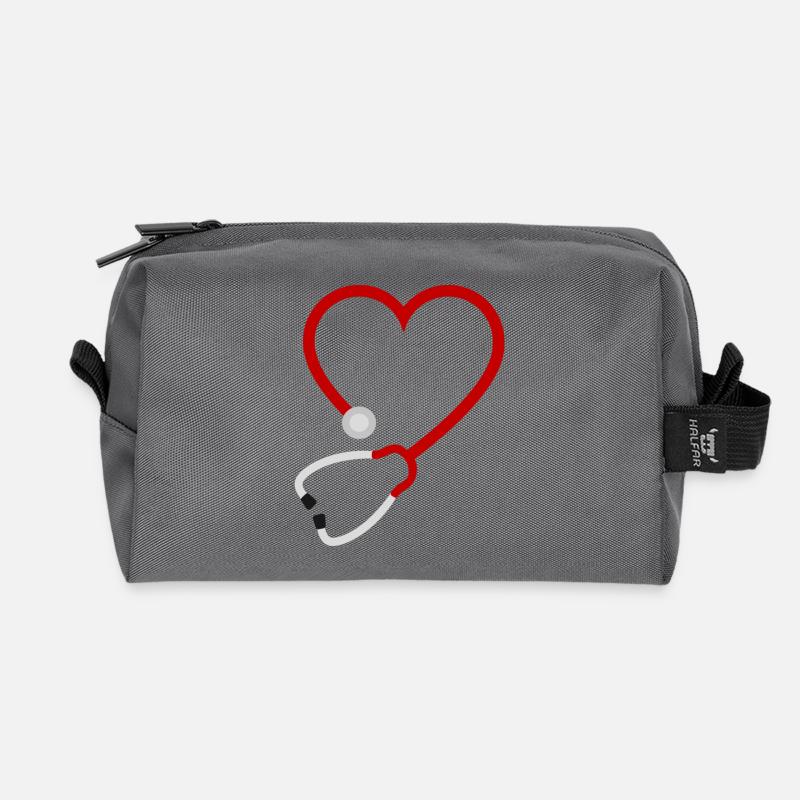 Stethoskop I heart Medicine - Recycelte Kulturtasche - Anthrazit