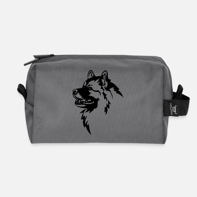 Wolfsspitz Kopf - Recycelte Kulturtasche - Anthrazit