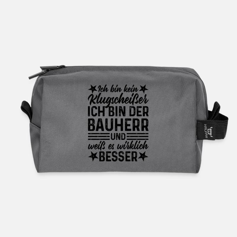 Bauherr Klugscheißer Haus Hausbau lustiger Spruch - Recycelte Kulturtasche - Anthrazit