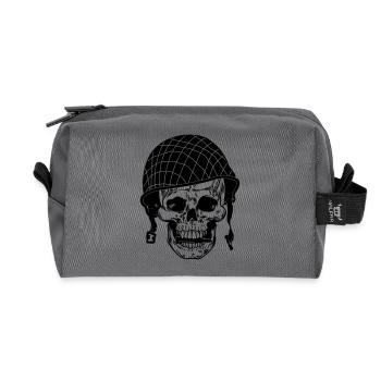 Skull soldier with bullet and helmet - Recycled Toiletry Zip Bag - anthracite - Front
