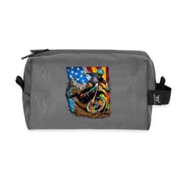 Moto X American Splash - Recycelte Kulturtasche - Anthrazit - Vorne
