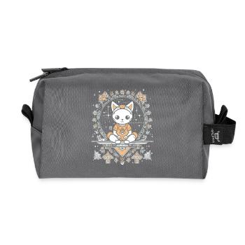 Chat Cosmique Dans Un Mandala De Cristal - Trousse de toilette en tissu recyclé - anthracite - Devant