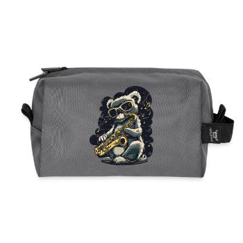 Koala with saxophone Cool Jazz Musician Grunge - Recycled Toiletry Zip Bag - anthracite - Front