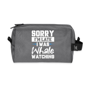 Sorry I'm Late I Was Whale Watching - Recycled Toiletry Zip Bag - anthracite - Front