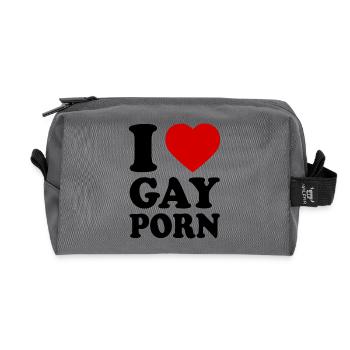I love gay porn - Recycled Toiletry Zip Bag - anthracite - Front