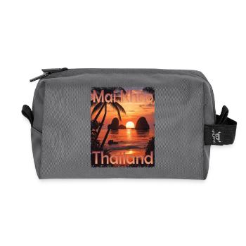 Vacances d’été à Mai Khao Beach, Phuket - Trousse de toilette en tissu recyclé - anthracite - Devant