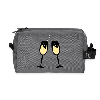 Wine, glasses to celebrate - Recycled Toiletry Zip Bag - anthracite - Front