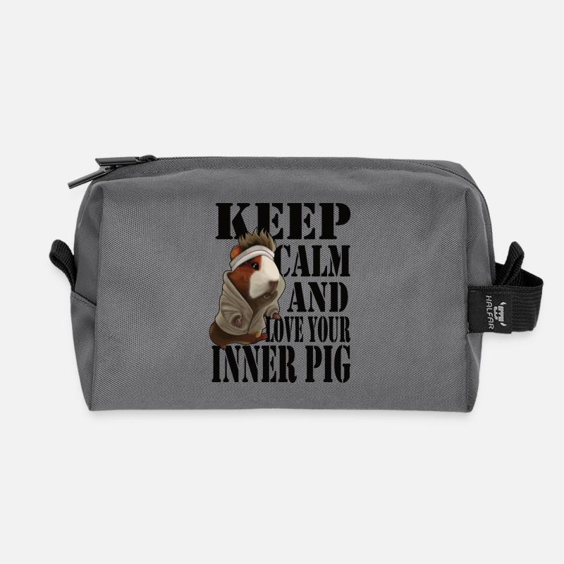 Keep Calm and Love Your Inner Pig - Recycelte Kulturtasche - Anthrazit