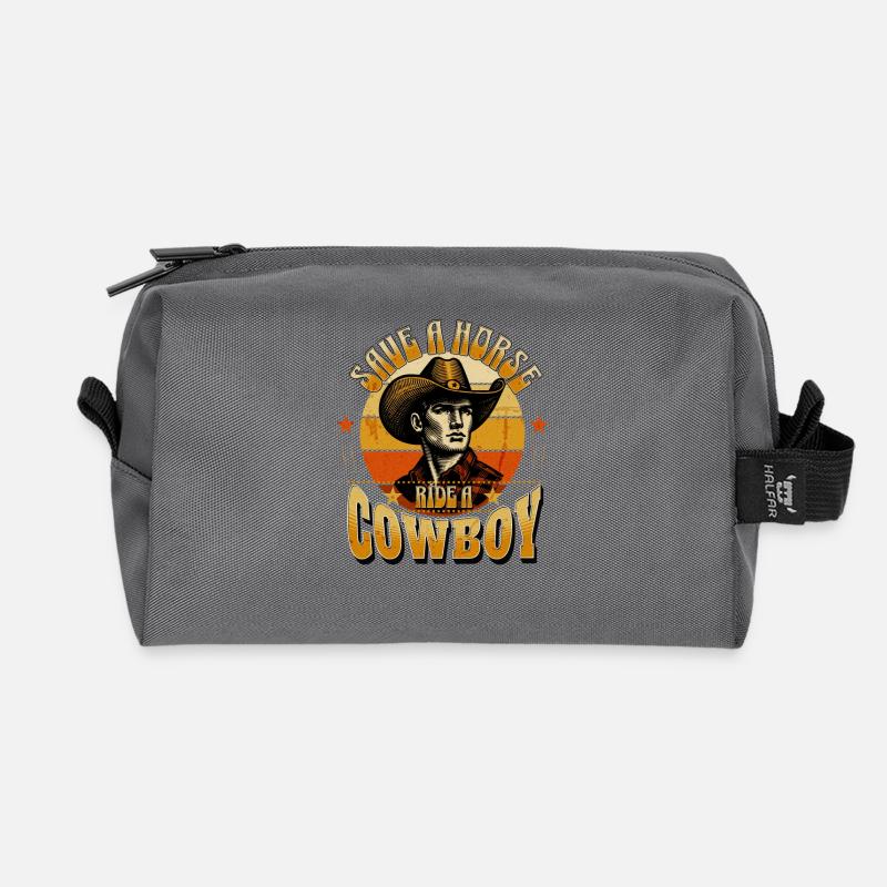 Cowboy Herzblut Retro-Design - Recycelte Kulturtasche - Anthrazit