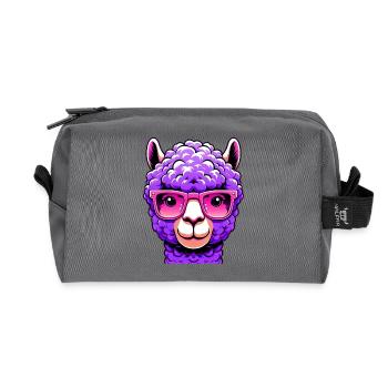Alpaca with Sunglasses - Recycled Toiletry Zip Bag - anthracite - Front