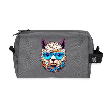 Alpaca with Sunglasses - Recycled Toiletry Zip Bag - anthracite - Front