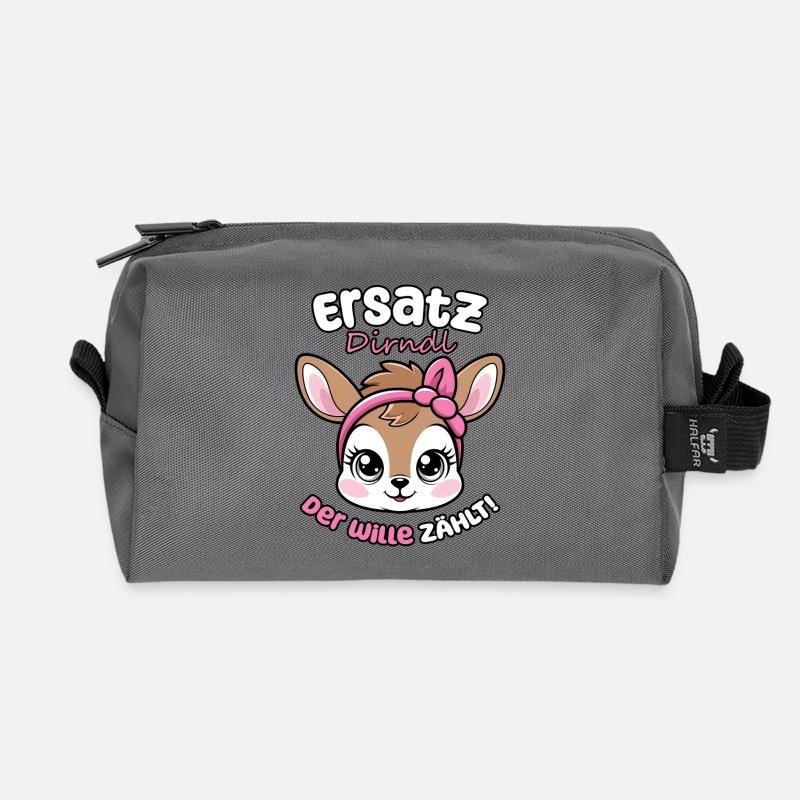 Kawaii Hirsch says replacement dirndl, the will counts! - Recycled Toiletry Zip Bag - anthracite
