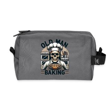 Old Man Baking Skull mit Bäckermütze backt Brot - Recycelte Kulturtasche - Anthrazit - Vorne