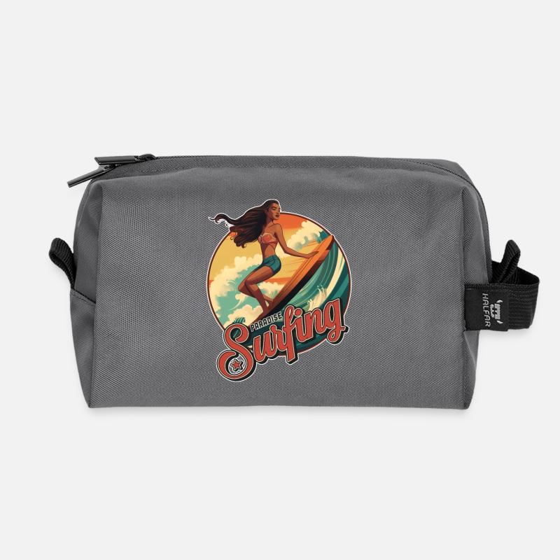 SURFING PARADISE!! - Recycled Toiletry Zip Bag - anthracite