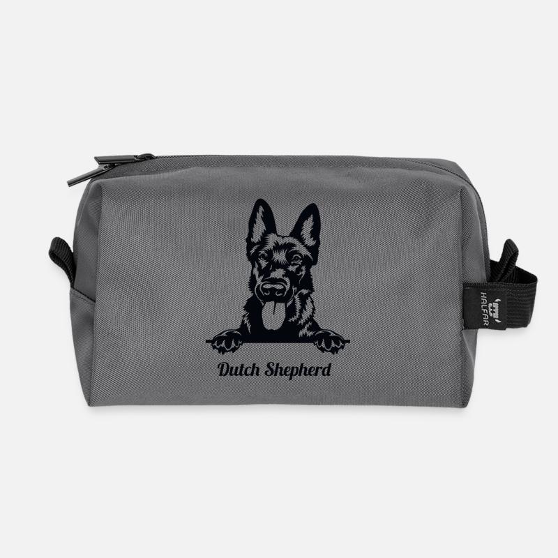 Cartoon Duitse Herder - Dutch Shepherd - Recycled Toiletry Zip Bag - anthracite