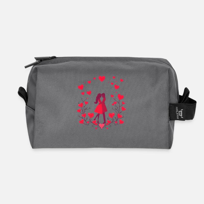 Valentine's Day Design - Recycled Toiletry Zip Bag - anthracite