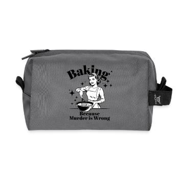 Baking Because Murder is Wrong - Recycled Toiletry Zip Bag - anthracite - Front