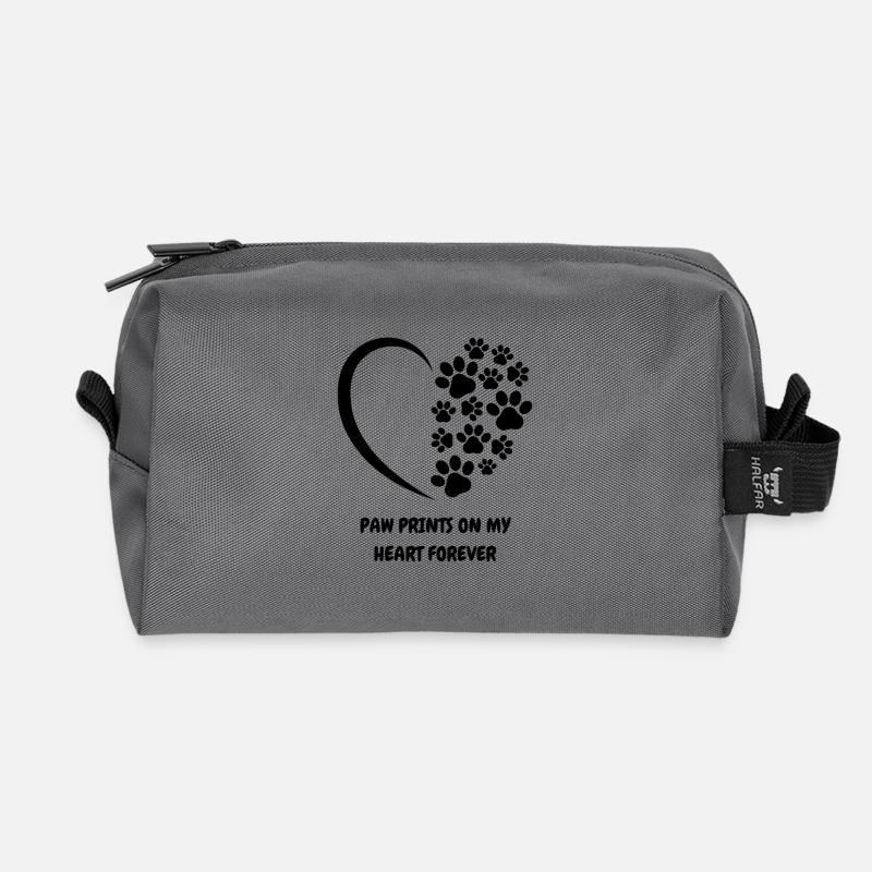 Paw Prints on My Heart Forever – Herz mit Pfoten - Recycelte Kulturtasche - Anthrazit