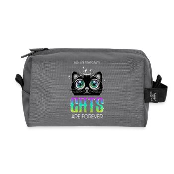 Men are temporary. Cats are Forever! - Recycelte Kulturtasche - Anthrazit - Vorne