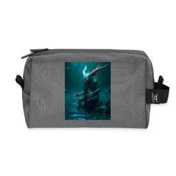 Vodnik, Slavic water demon lurking in deep rivers - Recycled Toiletry Zip Bag - anthracite - Front