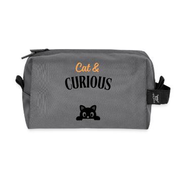 Cat and curious - Recycled Toiletry Zip Bag - anthracite - Front