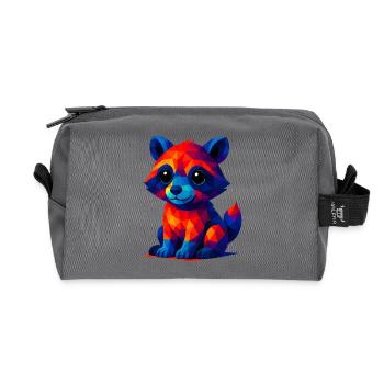 WPAP Polygon Kawaii Stil Tiere Baby Waschbär - Recycelte Kulturtasche - Anthrazit - Vorne