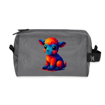 WPAP Polygon Kawaii Style Baby Sheep Lamb - Recycled Toiletry Zip Bag - anthracite - Front