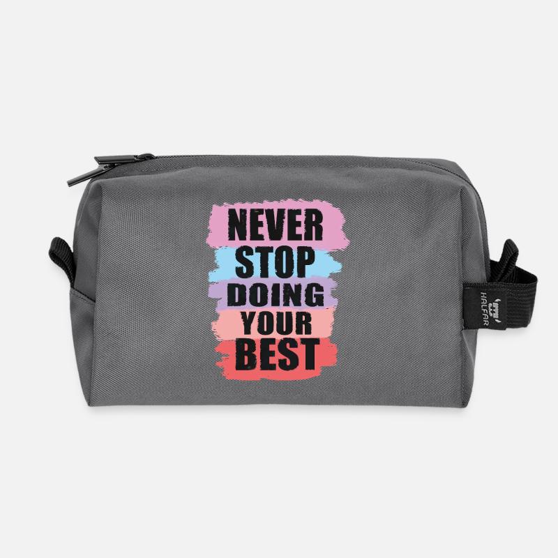 Motivierendes Design mit Farbblock-Textgestaltung - Recycelte Kulturtasche - Anthrazit
