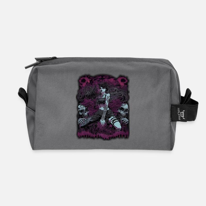 Dark Enchantress with Skull Elements - Recycled Toiletry Zip Bag - anthracite