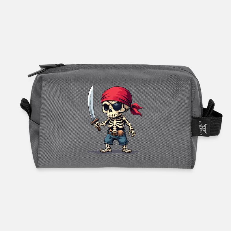 Pirate Skeleton with Sword - Recycled Toiletry Zip Bag - anthracite