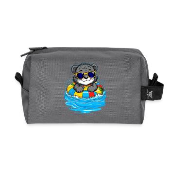 Petit chaton avec anneau de natation coloré - Trousse de toilette en tissu recyclé - anthracite - Devant