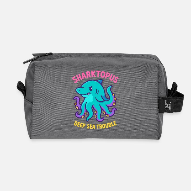 Sharktopus - Deep Sea Trouble - Recycelte Kulturtasche - Anthrazit