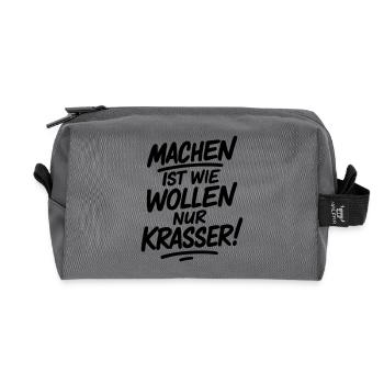 Machen ist wie wollen nur krasser - Recycelte Kulturtasche - Anthrazit - Vorne