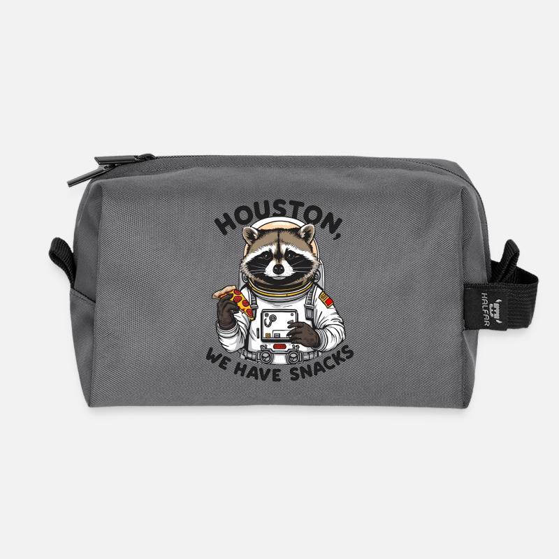 Waschbär Astronaut Houston We Have Snacks - Recycelte Kulturtasche - Anthrazit
