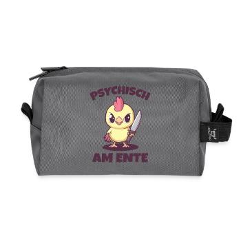 Psychiquement sur le canard - le canard voit rouge ! - Trousse de toilette en tissu recyclé - anthracite - Devant